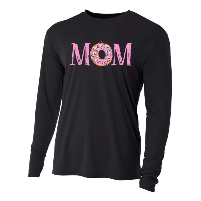 Donut Birthday Mom Family Donut Birthday Cooling Performance Long Sleeve Crew