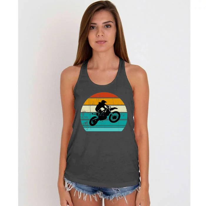 Dirt Bike Motocross Motorcycle Vintage Retro Boy Women's Knotted Racerback Tank