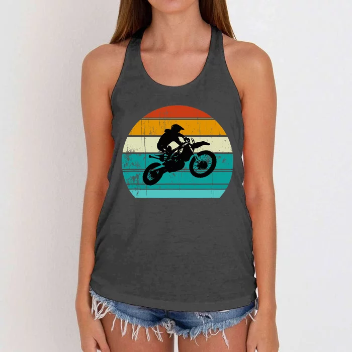 Dirt Bike Motocross Motorcycle Vintage Retro Boy Women's Knotted Racerback Tank