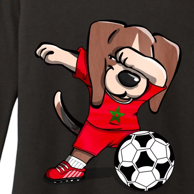 Dabbing Beagle Morocco Soccer Fans Jersey Moroccan Football Gift Womens CVC Long Sleeve Shirt