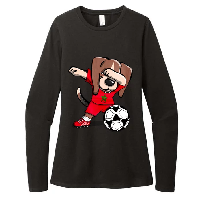 Dabbing Beagle Morocco Soccer Fans Jersey Moroccan Football Gift Womens CVC Long Sleeve Shirt