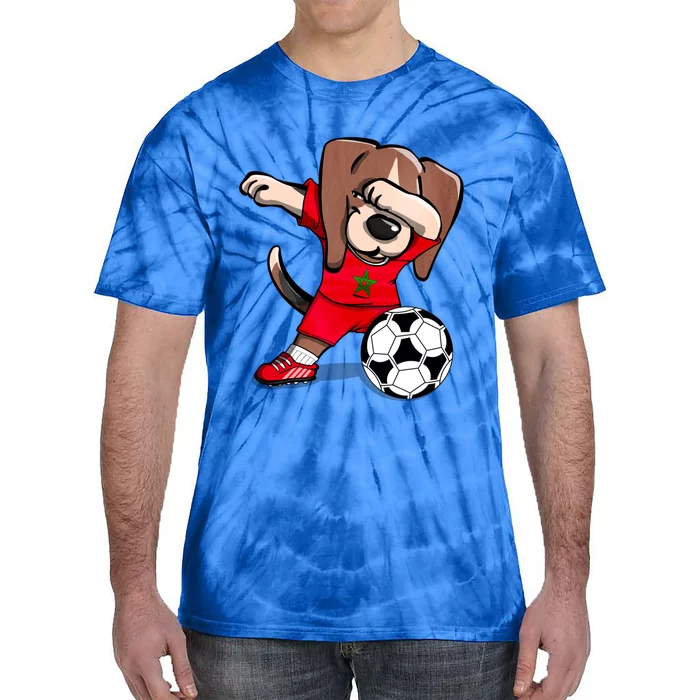 Dabbing Beagle Morocco Soccer Fans Jersey Moroccan Football Gift Tie-Dye T-Shirt