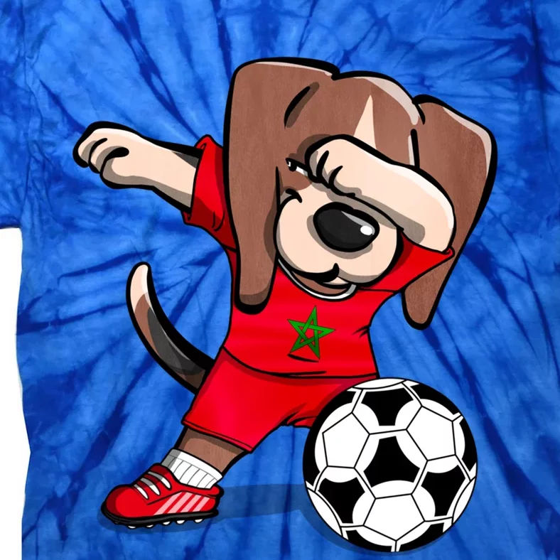 Dabbing Beagle Morocco Soccer Fans Jersey Moroccan Football Gift Tie-Dye T-Shirt