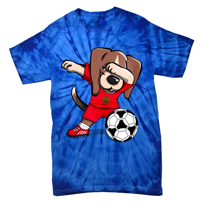 Dabbing Beagle Morocco Soccer Fans Jersey Moroccan Football Gift Tie-Dye T-Shirt