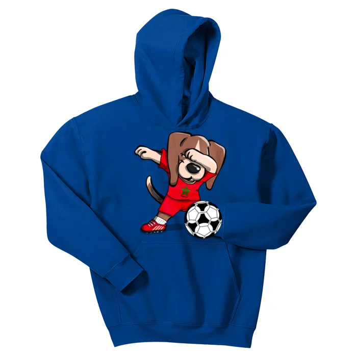 Dabbing Beagle Morocco Soccer Fans Jersey Moroccan Football Gift Kids Hoodie