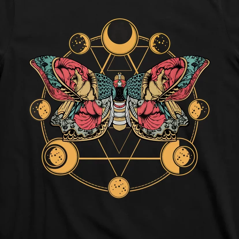 Death Butterfly Moth Moon Phases Gothic Esoteric Blackcraft T-Shirt