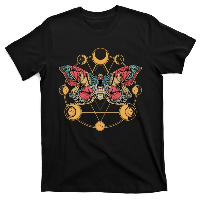 Death Butterfly Moth Moon Phases Gothic Esoteric Blackcraft T-Shirt