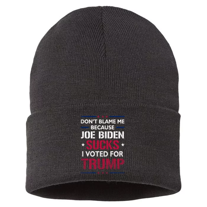 Don't Blame Me Joe Biden Sucks I Voted For Trump USA Flag Sustainable Knit Beanie