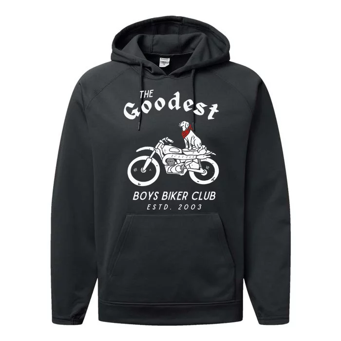 Dog Biker Motorcycle Club Puppy Western Grunge Performance Fleece Hoodie