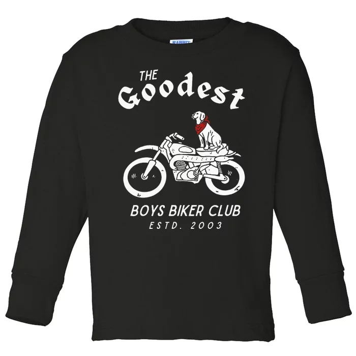 Dog Biker Motorcycle Club Puppy Western Grunge Toddler Long Sleeve Shirt