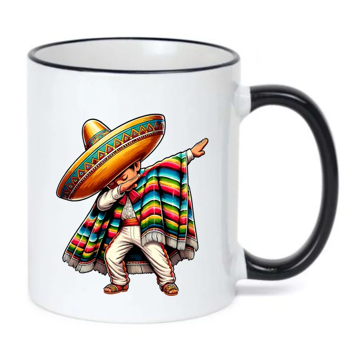 Dabbing Boy Mexican Poncho Cinco De Mayo Black Color Changing Mug