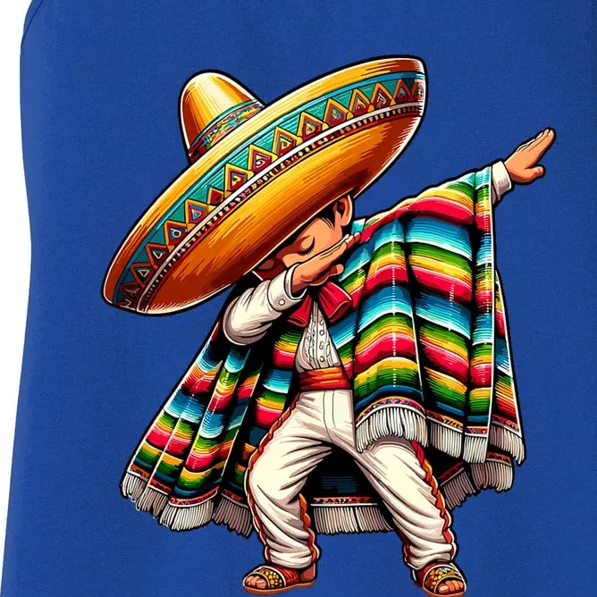 Dabbing Boy Mexican Poncho Cinco De Mayo Women's Racerback Tank