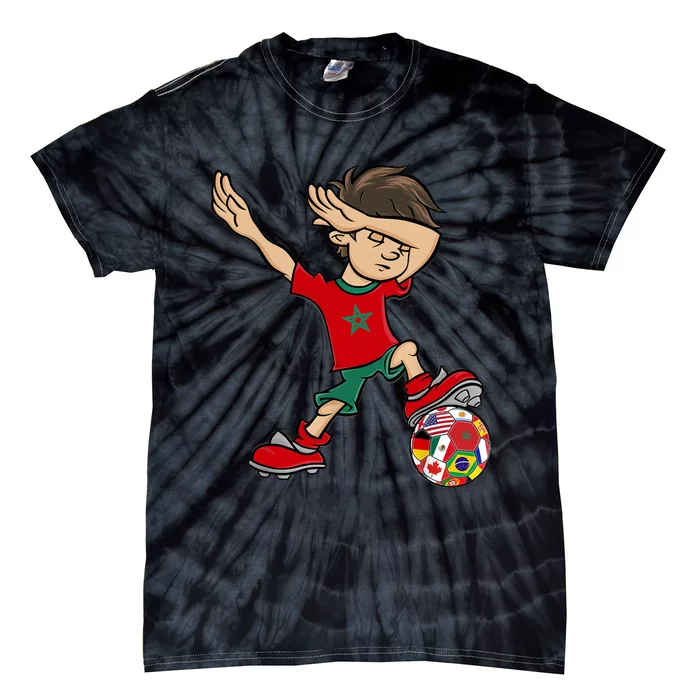 Dabbing Boy Morocco Soccer Jersey National Flag Tie-Dye T-Shirt