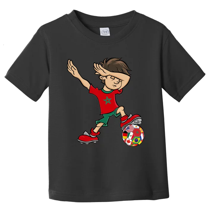 Dabbing Boy Morocco Soccer Jersey National Flag Toddler T-Shirt