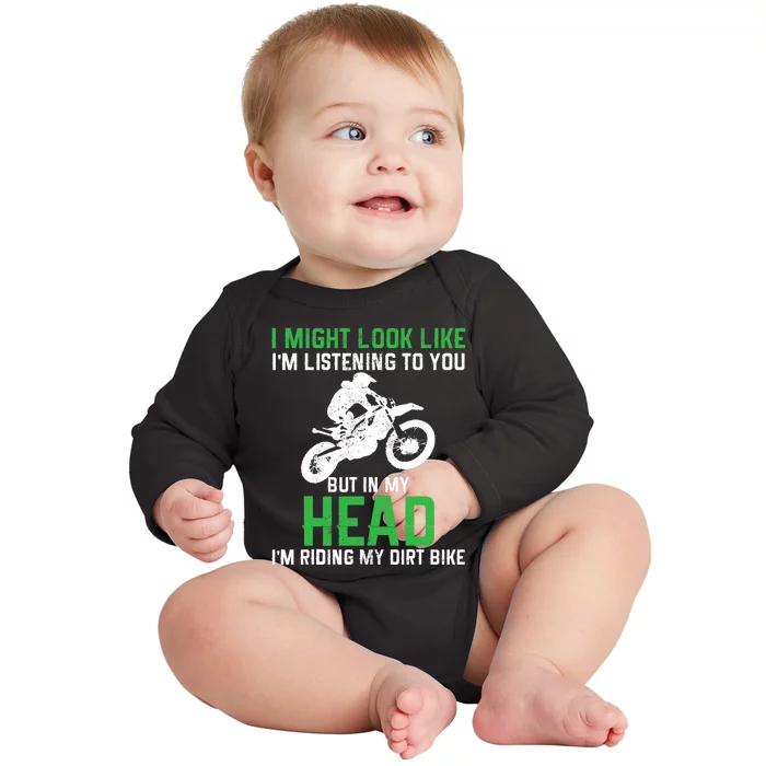 Dirt Bike Motocross Enduro Funny Quote Motorcycle Biker Gift Baby Long Sleeve Bodysuit