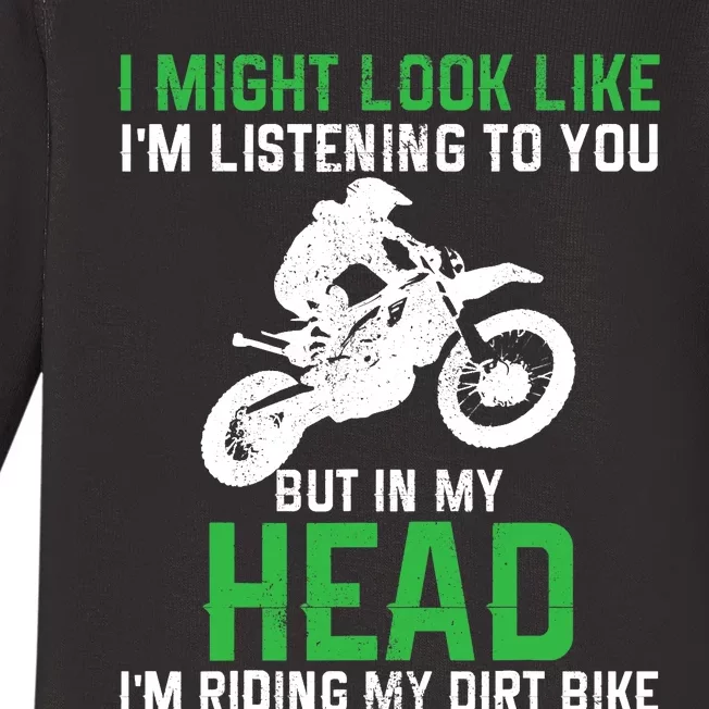 Dirt Bike Motocross Enduro Funny Quote Motorcycle Biker Gift Baby Long Sleeve Bodysuit