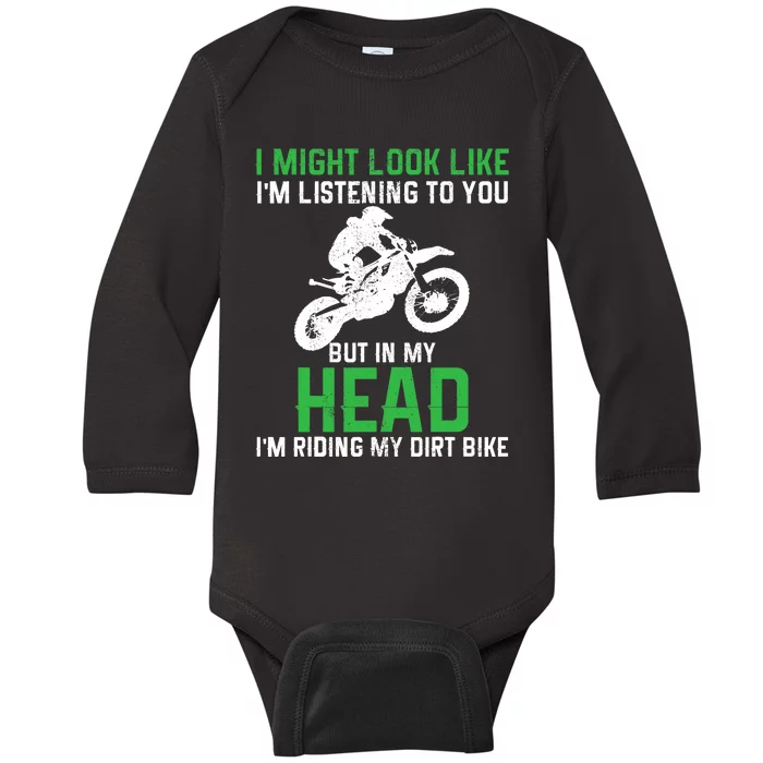 Dirt Bike Motocross Enduro Funny Quote Motorcycle Biker Gift Baby Long Sleeve Bodysuit