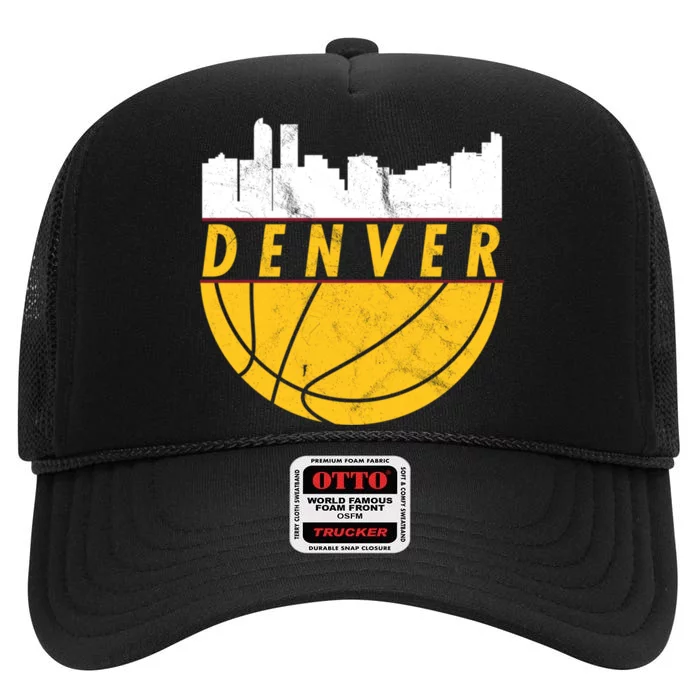 Denver Basketball Mile High 5280 DENVER High Crown Mesh Trucker Hat