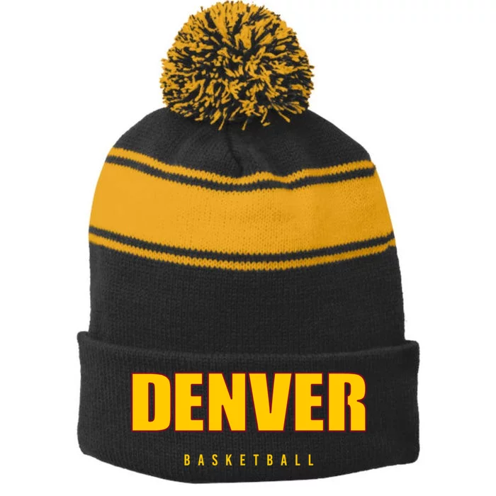 Denver Basketball Mile City High Colorado Practice Jersey Stripe Pom Pom Beanie