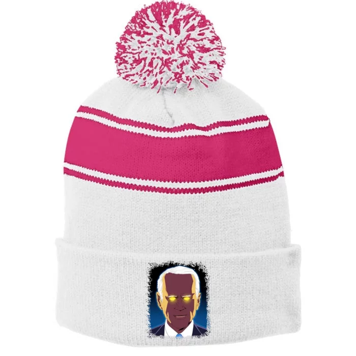 Dark Brandon Meme Stripe Pom Pom Beanie