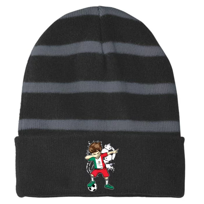 Dabbing Boy Mexico Soccer Jersey Mexican Football Striped Beanie with Solid Band