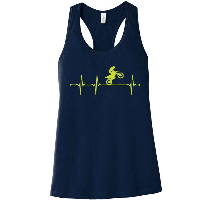 Dirt Bike Motocross Heartbeat Women's Racerback Tank