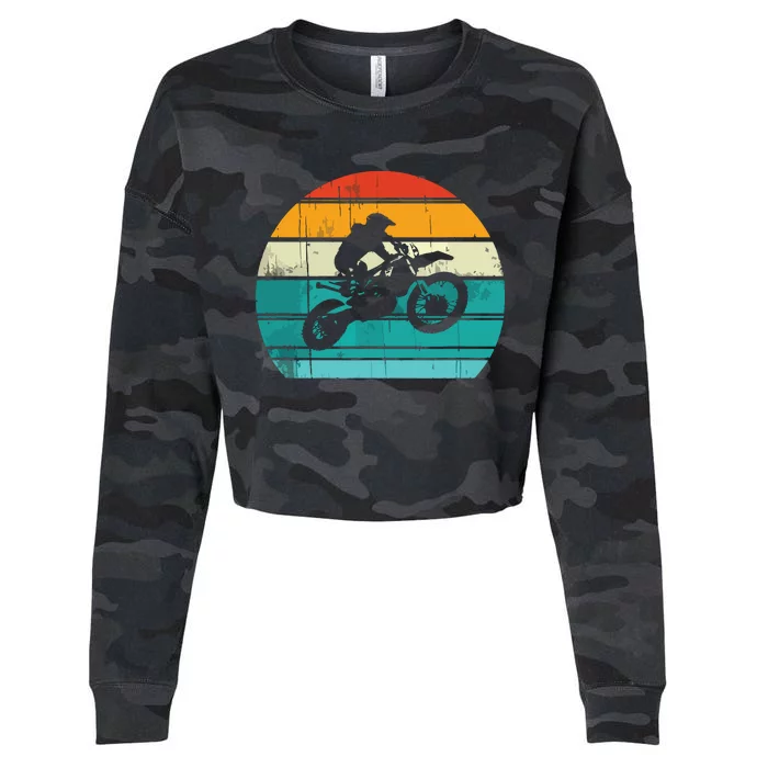 Dirt Bike Motocross Motorcycle Vintage Retro Cropped Pullover Crew