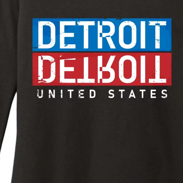 Detroit Block Mirrored Logo Womens CVC Long Sleeve Shirt