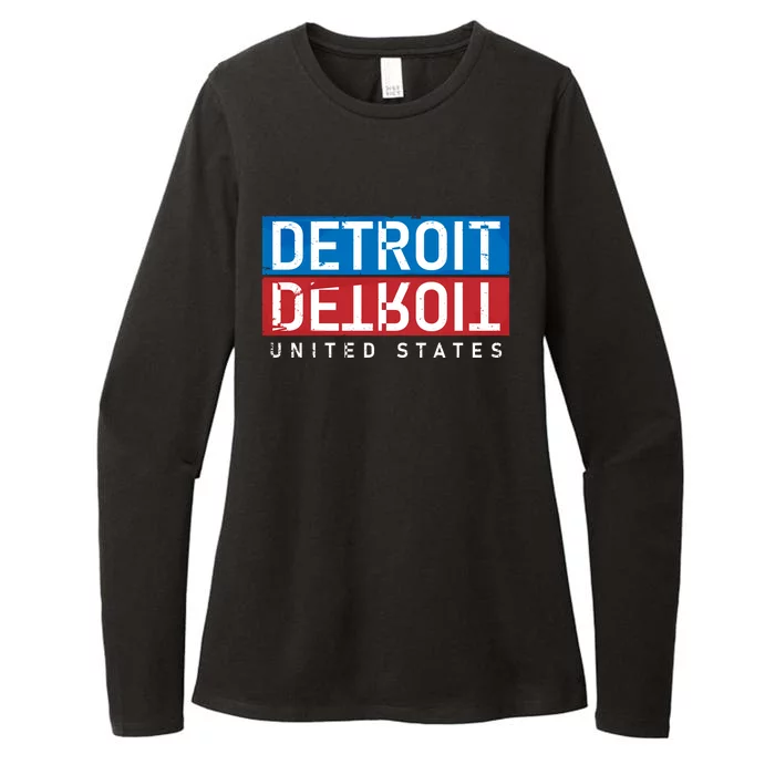 Detroit Block Mirrored Logo Womens CVC Long Sleeve Shirt