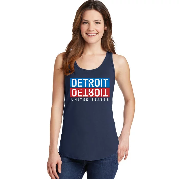 Detroit Block Mirrored Logo Ladies Essential Tank