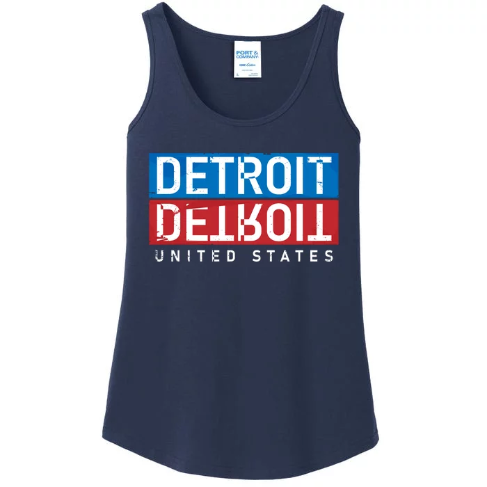 Detroit Block Mirrored Logo Ladies Essential Tank