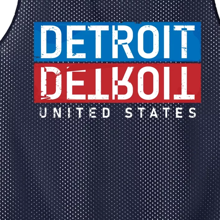 Detroit Block Mirrored Logo Mesh Reversible Basketball Jersey Tank