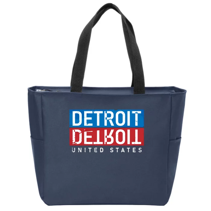 Detroit Block Mirrored Logo Zip Tote Bag