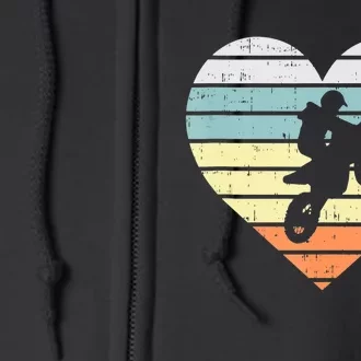 Dirt Biker Motocross Heart Retro Track Racing Riding Gift Full Zip Hoodie