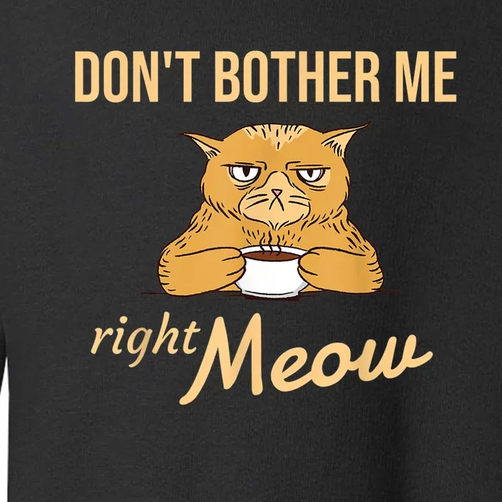 DonT Bother Me Right Meow Coffee Cat Humor Toddler Sweatshirt