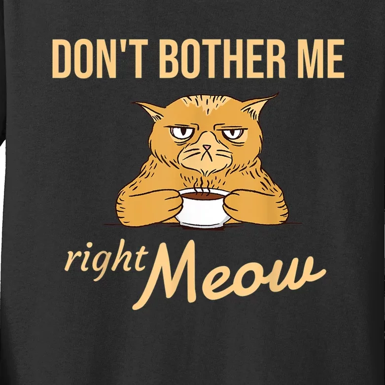 DonT Bother Me Right Meow Coffee Cat Humor Kids Long Sleeve Shirt