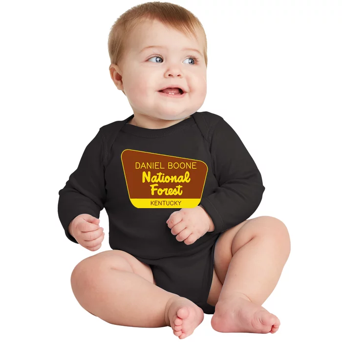 Daniel Boone National Forest Kentucky Retro Sign Baby Long Sleeve Bodysuit