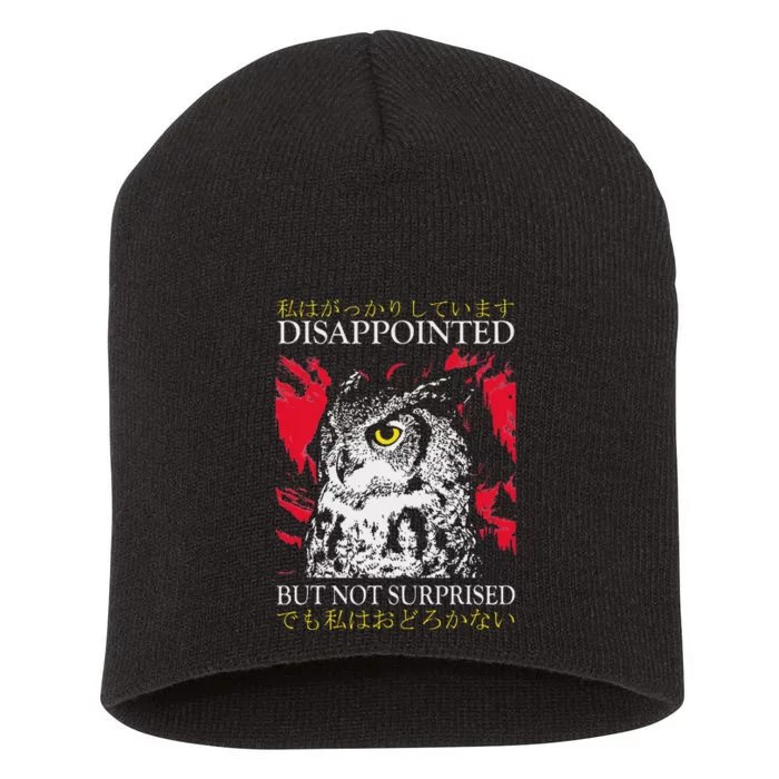 Disappointed But Not Surprised Owl Japanese Short Acrylic Beanie