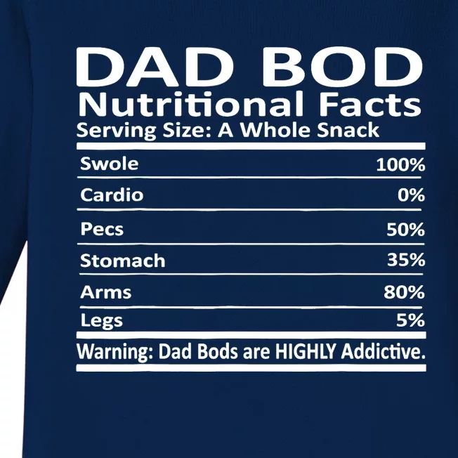 Dad Bod Nutritional Facts Funny Father Baby Long Sleeve Bodysuit