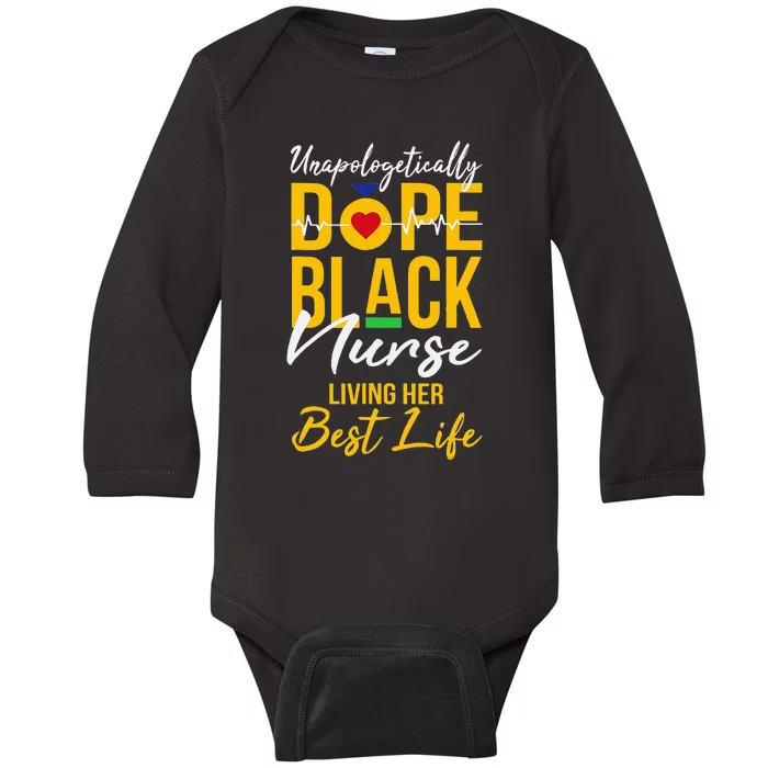 Dope Black Nurse Living Best Life RN Gift Baby Long Sleeve Bodysuit