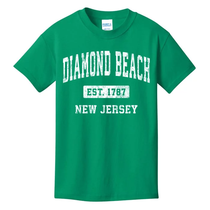 Diamond Beach New Jersey Nj Vintage Athletic Sports Kids T-Shirt