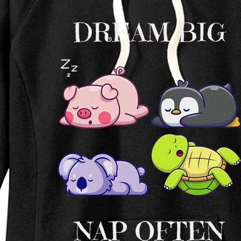 Dream Big Nap Often Funny Animal Women's Fleece Hoodie