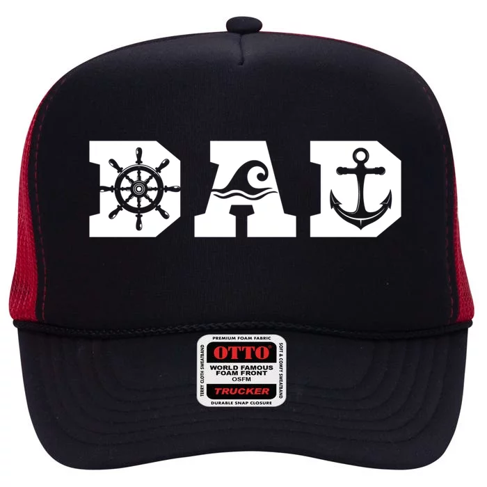 Dad Boater Nautical Father Sailor Boat Captain Boating Gift High Crown Mesh Trucker Hat