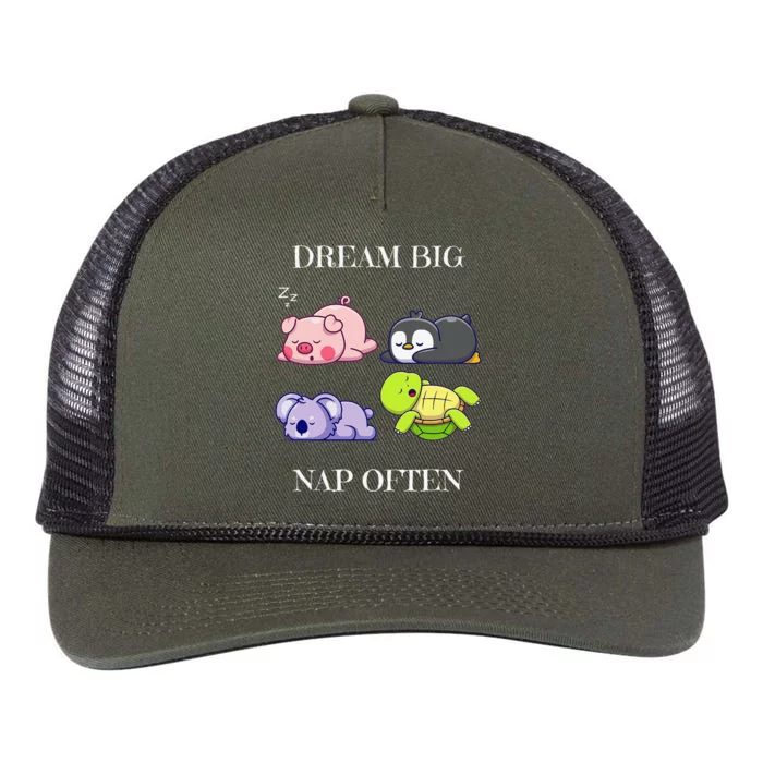 Dream Big Nap Often Animal Retro Rope Trucker Hat Cap