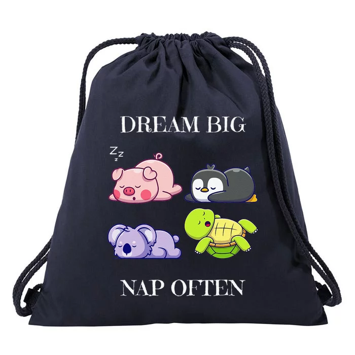 Dream Big Nap Often Animal Drawstring Bag