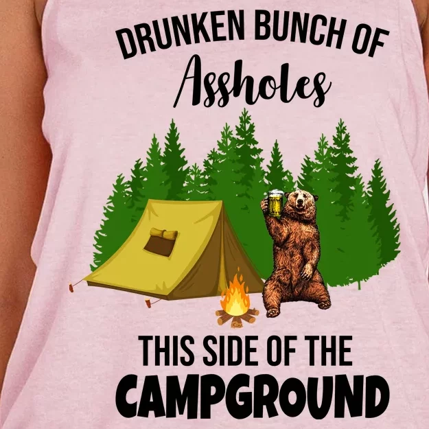 Drunken Bunch Of Assholes This Side Of The Campground Women's Knotted Racerback Tank