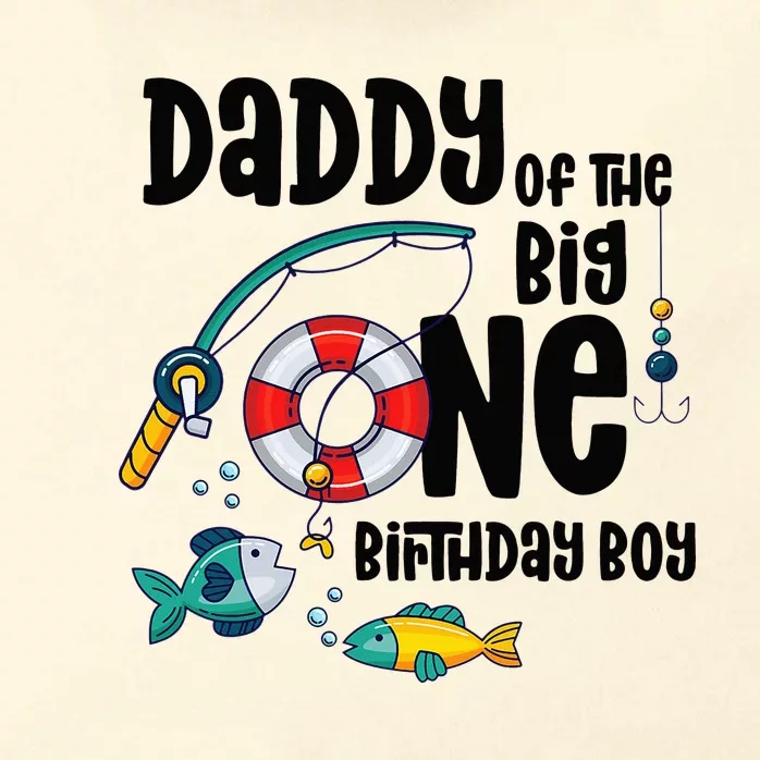 Daddy Big One 1-Year-Old  Fishing Birthday Zip Tote Bag