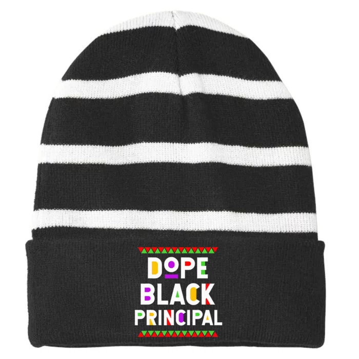 Dope Black Principal African American Job Proud Profession Striped Beanie with Solid Band