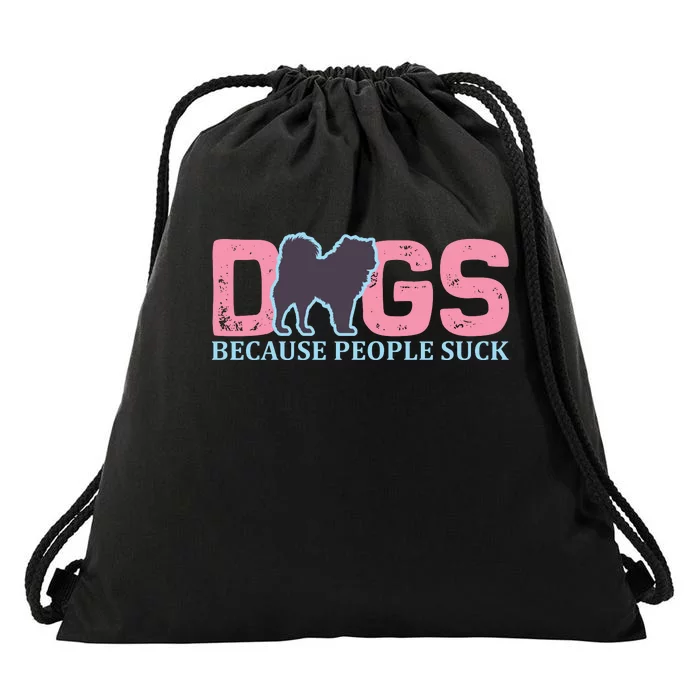 Dogs Because People Suck Drawstring Bag