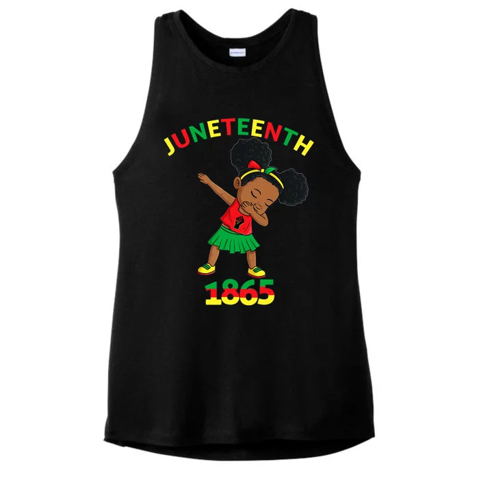 Dabbing Black Princess Juneteenth 1865 Brown Skin Girl Ladies Tri-Blend Wicking Tank